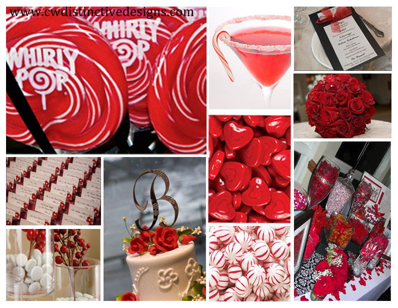  or popping atop a satin black table runner a red and white candy buffet 