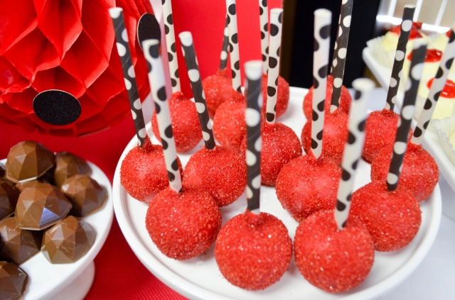 | Ladybug Birthday Candy and Dessert Table | www.cwdistinctivedesigns.com | www.candybuffetsnj.com | #lovebug #cakepops #desserttable